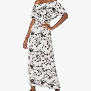 28 Palms Tropical Print Off Shoulder Maxi Dress
